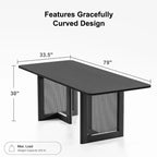 PexFix 79 x 33.5 Tavolo da Pranzo da Cucina Rustico, Quadrato, Nero con Gambe in Rattan Intrecciato per Cucina, Bar, Soggiorno