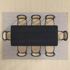 PexFix 79 x 33.5 Tavolo da Pranzo da Cucina Rustico, Quadrato, Nero con Gambe in Rattan Intrecciato per Cucina, Bar, Soggiorno