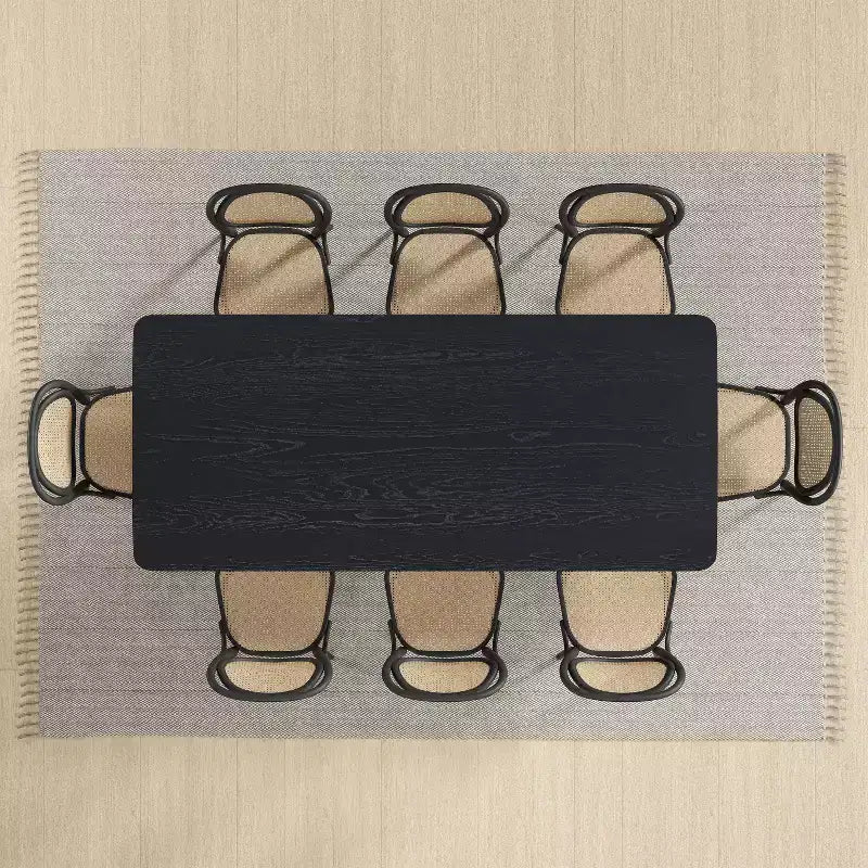 PexFix 79 x 33.5 Tavolo da Pranzo da Cucina Rustico, Quadrato, Nero con Gambe in Rattan Intrecciato per Cucina, Bar, Soggiorno