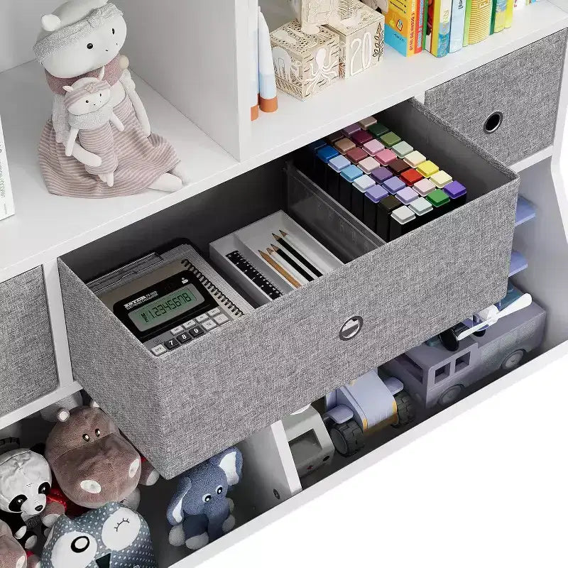 Acekool Organizer Giocattoli per Bambini, Scaffale con Ripiani, Contenitori e Cassetti, Armadietto Contenitore Sicuro per Bambini per Sala Giochi o Camera da Letto, 94 x 38 x 94 cm