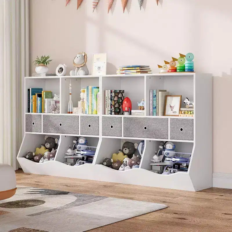 Acekool Organizer Giocattoli per Bambini, Scaffale con Ripiani, Contenitori e Cassetti, Armadietto Contenitore Sicuro per Bambini per Sala Giochi o Camera da Letto, 94 x 38 x 94 cm