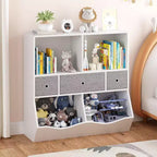 Acekool Organizer Giocattoli per Bambini, Scaffale con Ripiani, Contenitori e Cassetti, Armadietto Contenitore Sicuro per Bambini per Sala Giochi o Camera da Letto, 94 x 38 x 94 cm