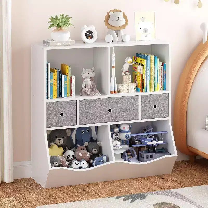 Acekool Organizer Giocattoli per Bambini, Scaffale con Ripiani, Contenitori e Cassetti, Armadietto Contenitore Sicuro per Bambini per Sala Giochi o Camera da Letto, 94 x 38 x 94 cm