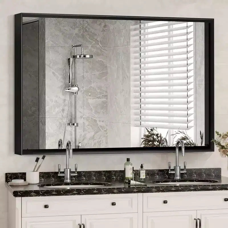 Acekool Specchio da Parete 101,6 x 76,2 cm, Specchio Decorativo Rettangolare con Cornice in Lega di Alluminio per Bagno, Soggiorno, Camera da Lete