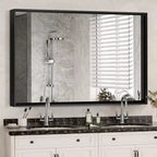 Acekool Specchio da Parete 101,6 x 76,2 cm, Specchio Decorativo Rettangolare con Cornice in Lega di Alluminio per Bagno, Soggiorno, Camera da Lete
