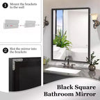 Acekool Specchio da Parete 101,6 x 76,2 cm, Specchio Decorativo Rettangolare con Cornice in Lega di Alluminio per Bagno, Soggiorno, Camera da Lete
