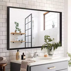 Acekool Specchio da Parete 101,6 x 76,2 cm, Specchio Decorativo Rettangolare con Cornice in Lega di Alluminio per Bagno, Soggiorno, Camera da Lete