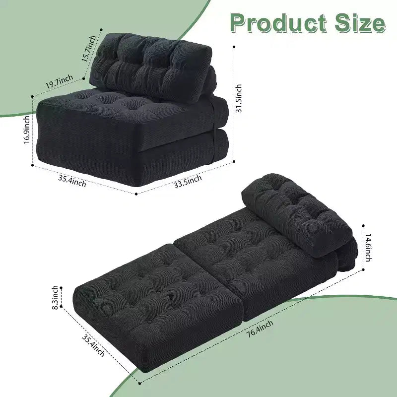 Divano letto pieghevole, divano pieghevole da pavimento con cuscino, divano letto futon convertibile, sedia pieghevole con supporto per la schiena, divano pieghevole portatile