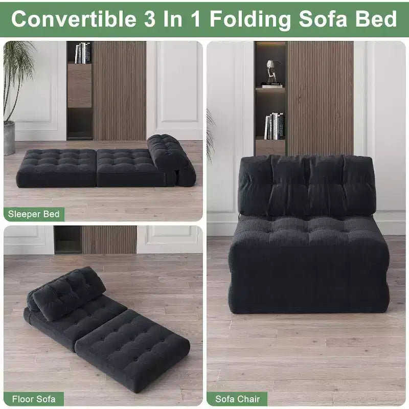 Divano letto pieghevole, divano pieghevole da pavimento con cuscino, divano letto futon convertibile, sedia pieghevole con supporto per la schiena, divano pieghevole portatile