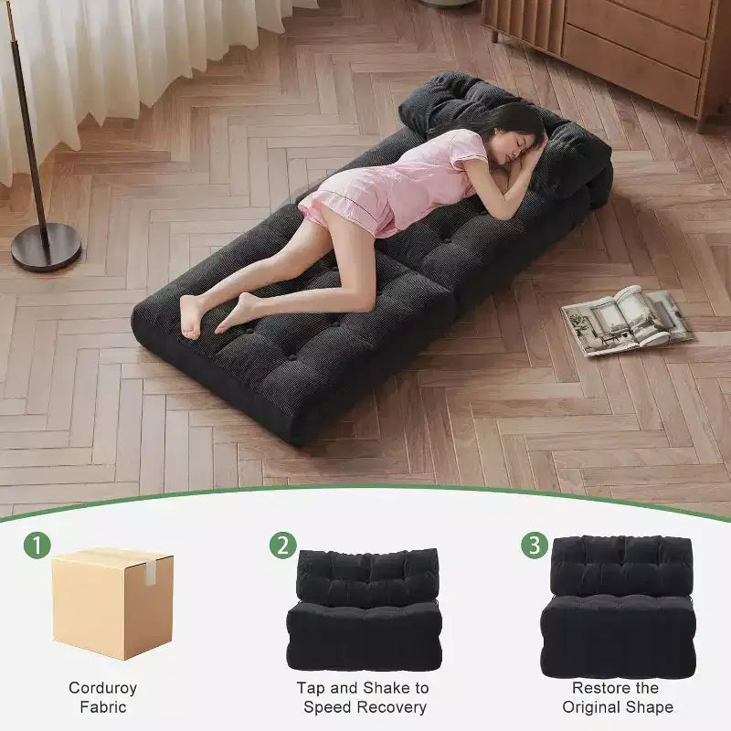 Divano letto pieghevole, divano pieghevole da pavimento con cuscino, divano letto futon convertibile, sedia pieghevole con supporto per la schiena, divano pieghevole portatile