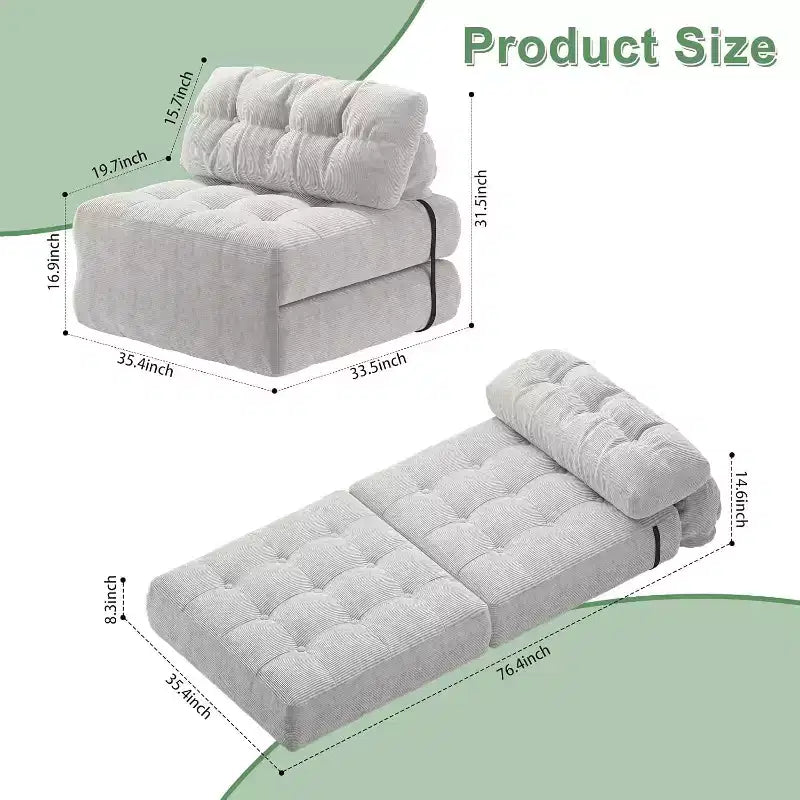 Divano letto pieghevole, divano pieghevole da pavimento con cuscino, divano letto futon convertibile, sedia pieghevole con supporto per la schiena, divano pieghevole portatile