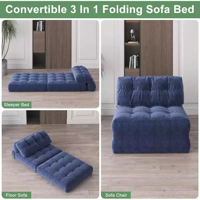 Divano letto pieghevole, divano pieghevole da pavimento con cuscino, divano letto futon convertibile, sedia pieghevole con supporto per la schiena, divano pieghevole portatile