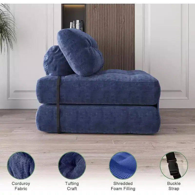 Divano letto pieghevole, divano pieghevole da pavimento con cuscino, divano letto futon convertibile, sedia pieghevole con supporto per la schiena, divano pieghevole portatile