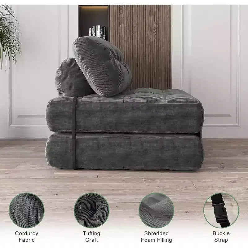 Divano letto pieghevole, divano pieghevole da pavimento con cuscino, divano letto futon convertibile, sedia pieghevole con supporto per la schiena, divano pieghevole portatile
