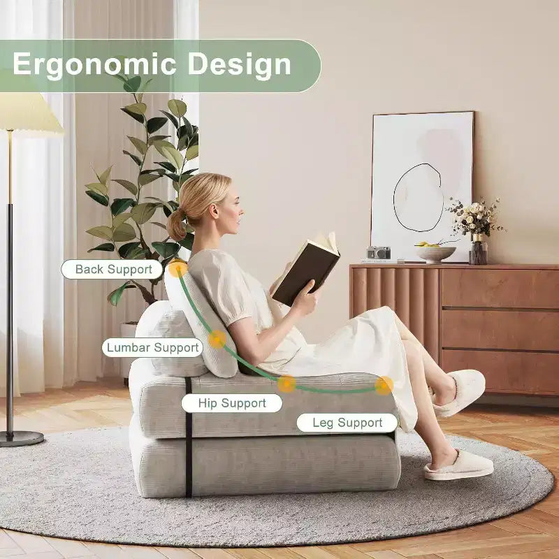 Divano letto pieghevole, divano pieghevole da pavimento con cuscino, divano letto futon convertibile, sedia pieghevole con supporto per la schiena, divano pieghevole portatile