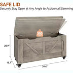 Panca Contenitore con 4 Ruote, Baule Portacoperte in Legno da 100 cm con 2 Cerniere di Sicurezza, Angoli Arrotondati, Supporta fino a 158 kg, per Ingresso, Soggiorno, Camera da Letto