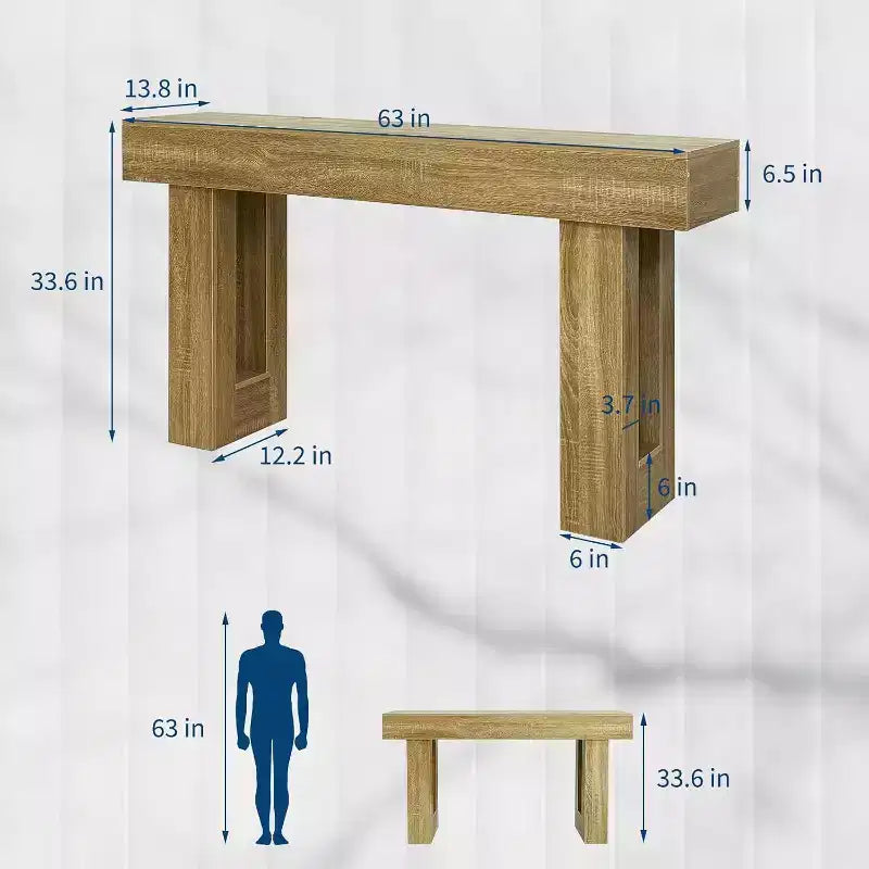 Tavolo Consolle in Legno da 63" per Ingresso, Tavolo Rettangolare da Divano Dietro il Divano, Tavoli Consolle Moderni Stile Farmhouse per Ingresso, Corridoio, Salotto