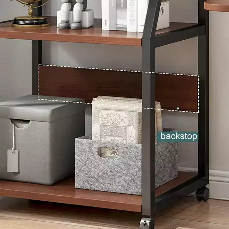 Carrello mobile porta stampante a 3 ripiani con ruote bloccabili e fermi posteriori per ufficio domestico