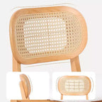 Sgabelli da bar in rattan Mid Century Modern, altezza bancone con rivestimento in similpelle/tessuto Bouclé e schienale in rattan per isola cucina