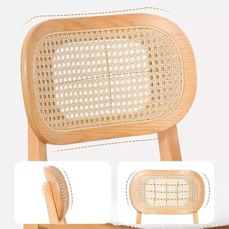 Sgabelli da bar in rattan Mid Century Modern, altezza bancone con rivestimento in similpelle/tessuto Bouclé e schienale in rattan per isola cucina