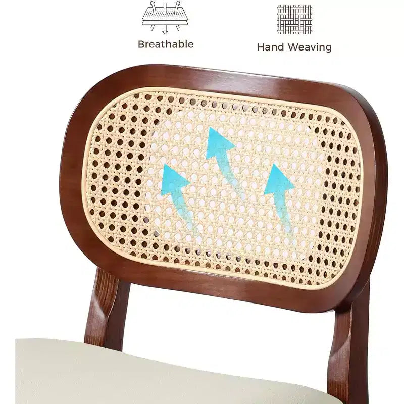 Sgabelli da bar in rattan Mid Century Modern, altezza bancone con rivestimento in similpelle/tessuto Bouclé e schienale in rattan per isola cucina