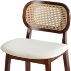 Sgabelli da bar in rattan Mid Century Modern, altezza bancone con rivestimento in similpelle/tessuto Bouclé e schienale in rattan per isola cucina