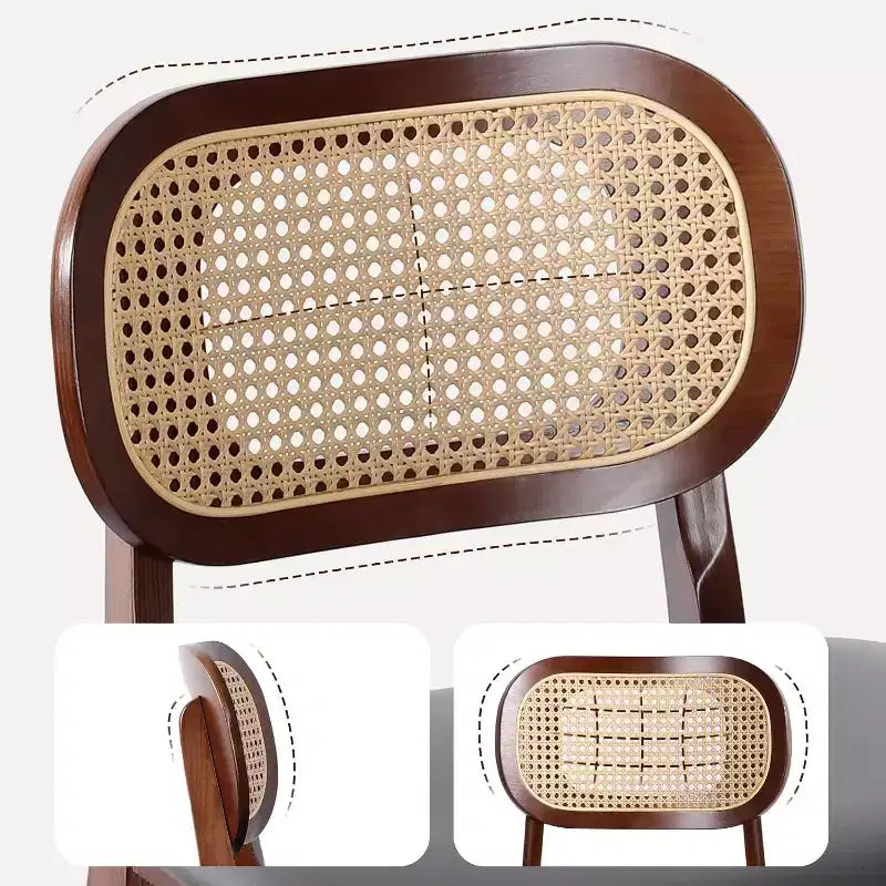 Sgabelli da bar in rattan Mid Century Modern, altezza bancone con rivestimento in similpelle/tessuto Bouclé e schienale in rattan per isola cucina