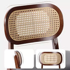 Sgabelli da bar in rattan Mid Century Modern, altezza bancone con rivestimento in similpelle/tessuto Bouclé e schienale in rattan per isola cucina