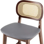 Sgabelli da bar in rattan Mid Century Modern, altezza bancone con rivestimento in similpelle/tessuto Bouclé e schienale in rattan per isola cucina