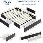 Struttura letto con 3 cassetti portaoggetti, letto a piattaforma rivestito in tessuto, supporto a doghe in legno, nessun box spring necessario, silenzioso, facile da montare, grigio