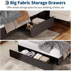 Struttura letto con 3 cassetti portaoggetti, letto a piattaforma rivestito in tessuto, supporto a doghe in legno, nessun box spring necessario, silenzioso, facile da montare, grigio