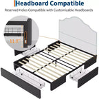 Struttura letto con 3 cassetti portaoggetti, letto a piattaforma rivestito in tessuto, supporto a doghe in legno, nessun box spring necessario, silenzioso, facile da montare, grigio