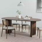 PexFix Tavolo da pranzo ovale in legno massello 67 x 33,5 Tavolo da cucina moderno rustico con gambe ad arco reversibili per soggiorno cucina ufficio noce