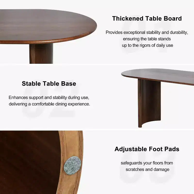 PexFix Tavolo da pranzo ovale in legno massello 67 x 33,5 Tavolo da cucina moderno rustico con gambe ad arco reversibili per soggiorno cucina ufficio noce