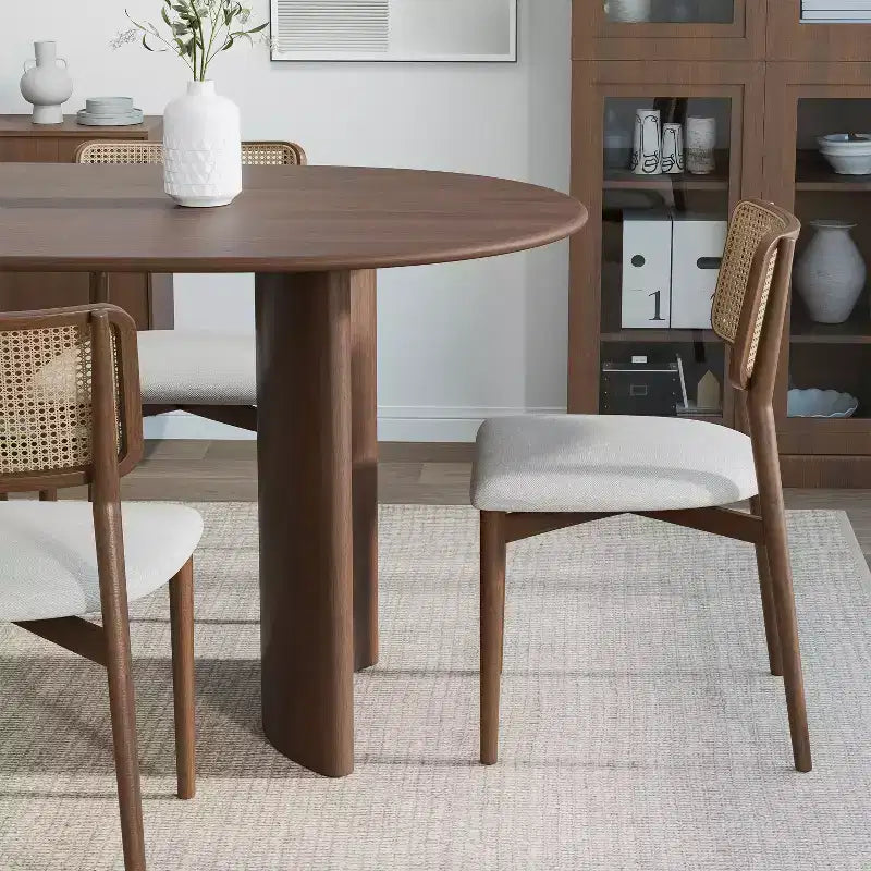 PexFix Tavolo da pranzo ovale in legno massello 67 x 33,5 Tavolo da cucina moderno rustico con gambe ad arco reversibili per soggiorno cucina ufficio noce