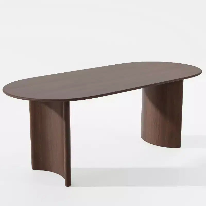 PexFix Tavolo da pranzo ovale in legno massello 67 x 33,5 Tavolo da cucina moderno rustico con gambe ad arco reversibili per soggiorno cucina ufficio noce