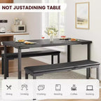 Set tavolo da pranzo 43.3 per 4 persone con 2 panche imbottite morbide, telaio in metallo, set tavolo da cucina rettangolare da 3 pezzi salvaspazio per la casa
