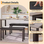 Set tavolo da pranzo 43.3 per 4 persone con 2 panche imbottite morbide, telaio in metallo, set tavolo da cucina rettangolare da 3 pezzi salvaspazio per la casa