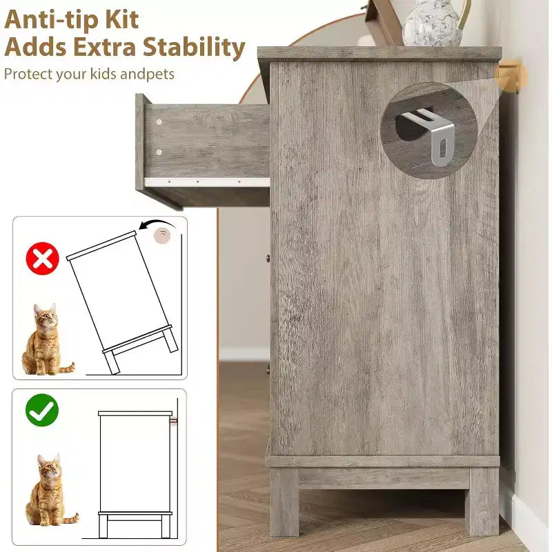 Comò a 6 cassetti per camera da letto, Comodino cassettiera larga 47" con contenitore indipendente, Cassettiera in legno per soggiorno, camera da letto, ingresso