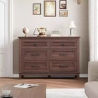 Comò a 6 cassetti per camera da letto, Comodino cassettiera larga 47" con contenitore indipendente, Cassettiera in legno per soggiorno, camera da letto, ingresso