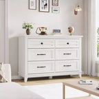 Comò a 6 cassetti per camera da letto, Comodino cassettiera larga 47" con contenitore indipendente, Cassettiera in legno per soggiorno, camera da letto, ingresso