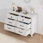 Comò a 6 cassetti per camera da letto, Comodino cassettiera larga 47" con contenitore indipendente, Cassettiera in legno per soggiorno, camera da letto, ingresso