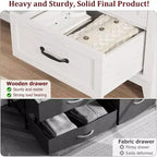 Comò a 6 cassetti per camera da letto, Comodino cassettiera larga 47" con contenitore indipendente, Cassettiera in legno per soggiorno, camera da letto, ingresso