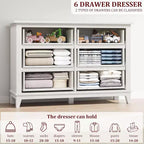 Comò a 6 cassetti per camera da letto, Comodino cassettiera larga 47" con contenitore indipendente, Cassettiera in legno per soggiorno, camera da letto, ingresso
