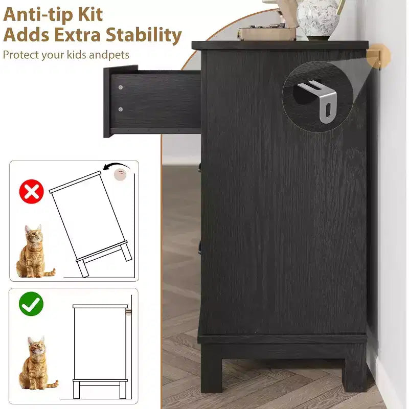 Comò a 6 cassetti per camera da letto, Comodino cassettiera larga 47" con contenitore indipendente, Cassettiera in legno per soggiorno, camera da letto, ingresso