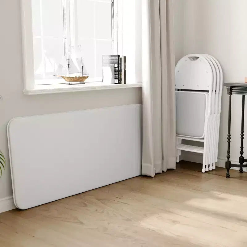COZONY Tavolo e Sedie Pieghevoli in PU, 5 Pezzi, Portatili, per Sala da Pranzo, Ufficio, Campeggio