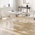 COZONY 5 Piece Foldable PU Upholstered Card Table and Chairs, Portable Folding Table and Chairs Set, for Dining Room, Office, Camping