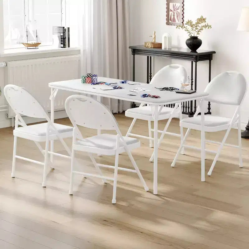COZONY Tavolo e Sedie Pieghevoli in PU, 5 Pezzi, Portatili, per Sala da Pranzo, Ufficio, Campeggio