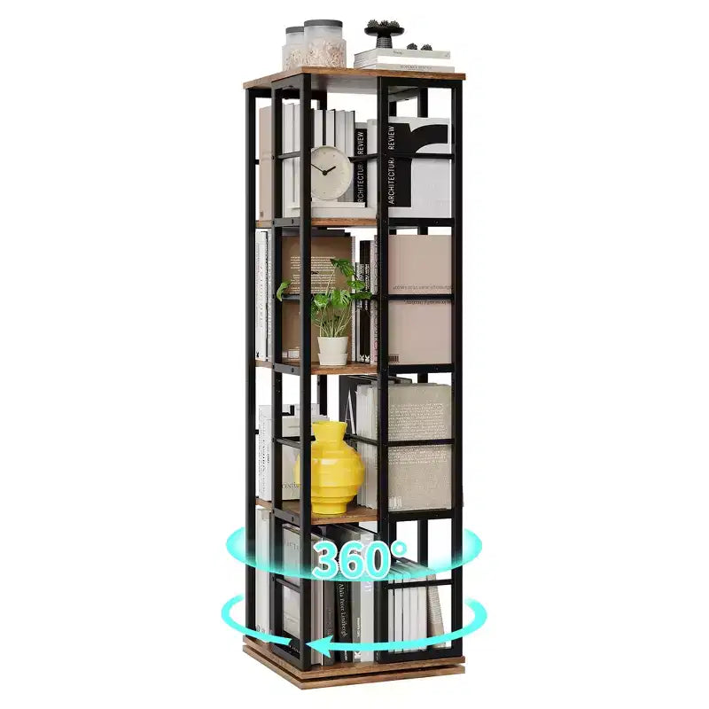 Libreria Girevole a 4 Livelli, 360° con Struttura in Metallo (15,75x54)