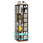 Libreria Girevole a 4 Livelli, 360° con Struttura in Metallo (15,75x54)